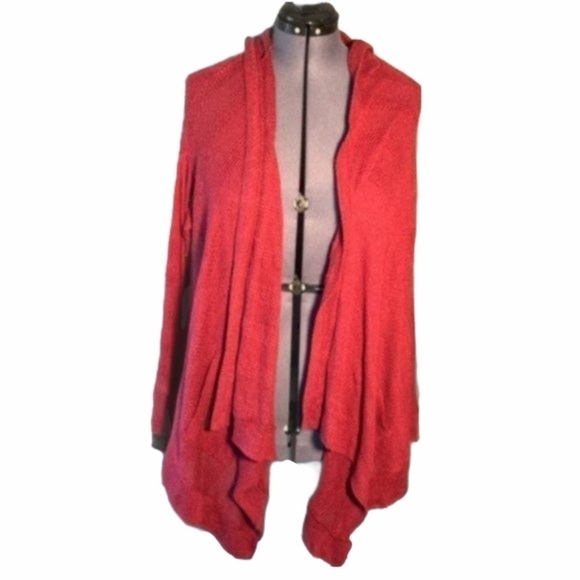 American Eagle Hooded Cardigan Open Flowy Maroon - Picture 1 of 8